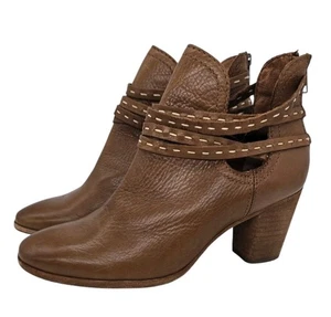 Frye Naomi Pickstitch Ankle Shooties Womens Size 9.5 B Whiskey Brown Leather Zip - Picture 1 of 12