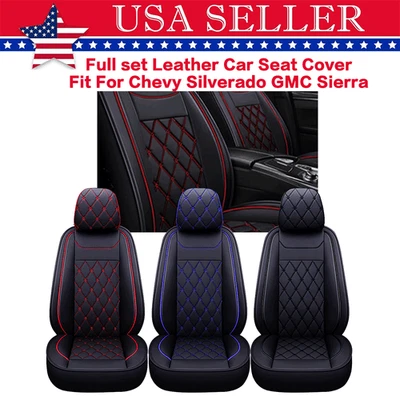 Full Set Car Seat Covers Leather For 2007-2021 Chevy Silverado GMC Sierra 1500 - Image 1 of 4