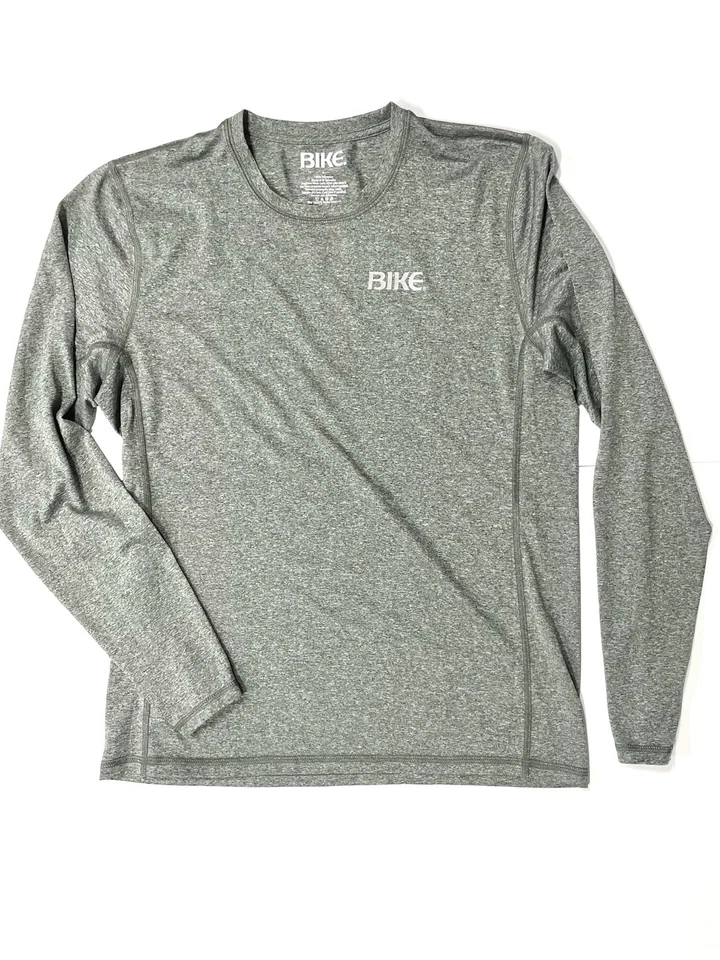 自行车运动品牌灰色阴影长袖性能 T 恤男式 L — 第 1/1 张图片