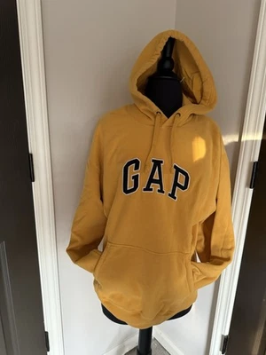 GAP Amarillo Logo Manga Larga Suéter Bolsillo Sudadera con Capucha Sudadera Top Talla M Foto 1 de 4