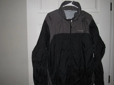 Chaqueta cortavientos con capucha COLUMBIA para hombre XL negra gris cremallera completa excelente Foto 1 de 4