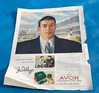 Joe DiMaggio 1950 Magazine Ad for  Avon Toiletries - Image 1 of 3