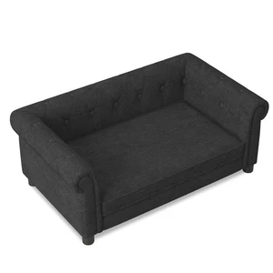 Modern Elevated Dog Sofa Bed for Small and Medium Dogs, Comfortable Black Linen - Picture 1 of 10