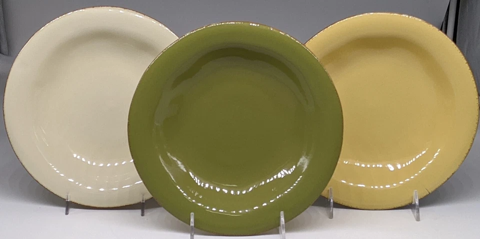 JUEGO 4 tazones de sopa con borde Vietri Cucina Fresca tazones de pasta acampanados crema amarillo verde Foto 1 de 1