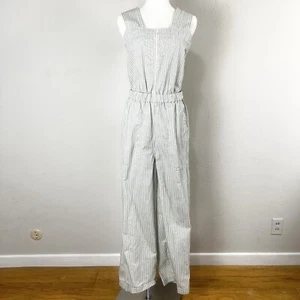 Everlane The Fatigue Apron Organic Cotton Linen Jumpsuit Overalls Striped 00 - Picture 1 of 12