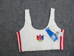 Adidas Original Bra Top Womens SMall White Trefoil Logo Athletic Training Ladies - Picture 1 of 13