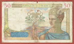 French 50 FRANCS CERES 1940 banknote paper money - Picture 1 of 2