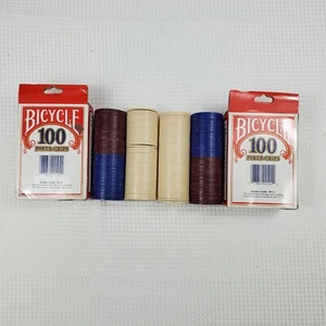 BICYCLE Poker Chips, 100 Count each Pack with 3 Colors (2 PACK) Open Box - Picture 1 of 10
