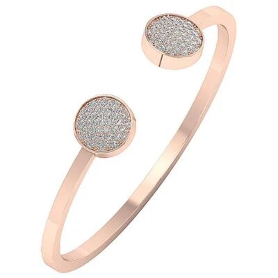 VS1 F 1.00 Ct Natural Diamond 14K Rose Gold Prong Set Bangle Bracelet Appraisal - Image 1 of 4
