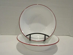 Corelle RED HOOPS 2er Set Müslischalen 7 1/4" weiß mit rotem Rand USA - Bild 1 von 4