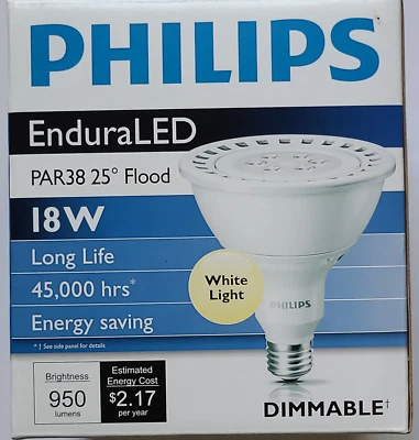 Philips Endura 18W LED PAR38  White Light Flood Light Bulb 25° Dimmable - 1 Bulb - Image 1 of 4