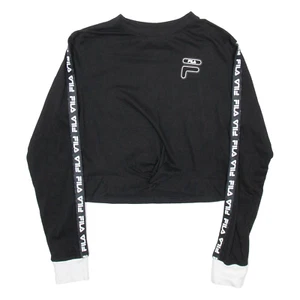 FILA CROPPED Womens T-Shirt Black Long Sleeve XS - Picture 1 of 6