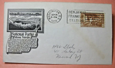 September 25,, 1934 National Parks Issue - Mesa Verde - FDC - Image 1 of 2