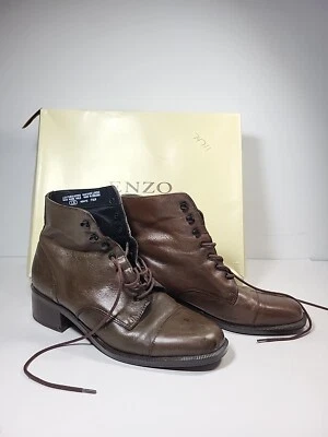 Botas de Cuero Enzo Angiolini Marrón Con Cordones Hechas en Brasil Talla 7.5 M Foto 1 de 4