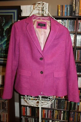 Chaqueta Blazer Talbots Púrpura Magenta Mezcla Lana Espiga Mujer 12 (bin62-2) Foto 1 de 4