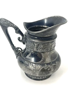 VTG DERBY SILVERPLATE EGYPTIAN REVIVAL CREAMER 1604 SPHINX PYRAMID PHAROAH 1920S - Picture 1 of 7