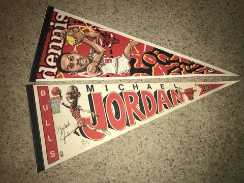 Michael Jordan Dennis Rodman Chicago Bulls Vintage 1990s Full Size Felt Pennants Cover