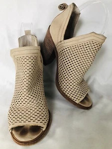 Vince CAMUTO Perforate Ankle Boots Women’s 6M/36 Leather Beige Peep Toe Party - Picture 1 of 13