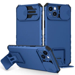 Camera Privacy Cover Hybrid Case with Kickstand for iPhone 14 Plus - Navy Blue - Picture 1 of 11