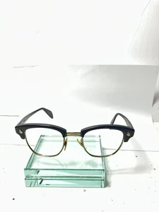 Vintage American Optical Browline Eyeglass/Sunglass frames black 4 1/2” “AO” - Foto 1 di 3