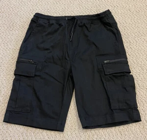 Neu Herren Gianni schwarz elastische Taille Cargotasche Baumwolle Shorts ALLE GRÖSSEN - Bild 1 von 6