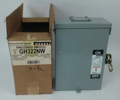 INTERRUPTOR DE SEGURIDAD FUSIBLE MURRAY GH322NW TIRO ÚNICO 2P, 60A, 240V, 10HP, TIPO 3R  Foto 1 de 4