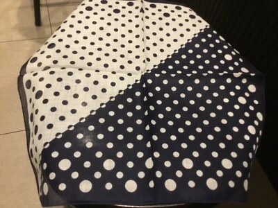 Vintage Navy Blue & White Polka Dot  Hankie/Handkerchief  16"x 16” #249A - Image 1 of 4