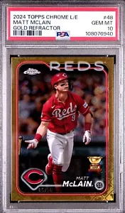 2024 TOPPS CROMO LOGOFRATTORE OPACO MCLAIN ORO RIFRATTORE /50 PSA 10 RC TAZZA GEM - Foto 1 di 2