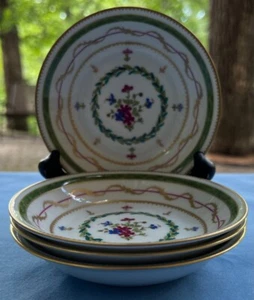 Set of FOUR Haviland Vieux Paris Green Fruit Dessert Bowls - Picture 1 of 11