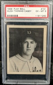 1939 Play Ball Hugh Thomas Casey PSA 6 EX-MT #151 Gorgeous Original Vintage