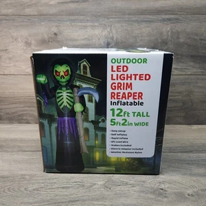 Inflatable Big 12 Ft Scary Grim Reaper Pre-Lit LED Halloween Outdoor Yard Decor - Picture 1 of 6