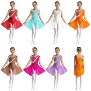 Kids Girls Dancewear Competiton Dress Mesh Leotard Lyrical Costume Sheer Dance - Picture 1 of 67