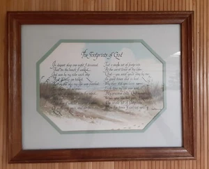 Print Signed Framed Poem Matted Home Interiors Footprints of God Picture, 1980s - Picture 1 of 11