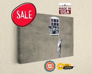 Banksy Naked Man Escape Street Art, Canvas Print in Various Sizes, Ready To Hang - Picture 1 of 7