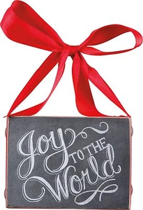 NEW!~Wood Chalk Board Hanging Wall Sign~JOY TO THE WORLD~Christmas Ornament/Tree - Picture 1 of 1