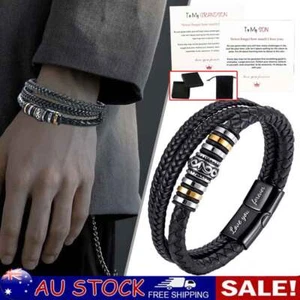 Double Row Bracelet Punk Jewelry Leather Bracelet Gifts for Husband SPB GrandsQS - Picture 1 of 24
