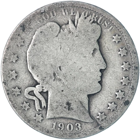 1903 (P) Barber Half Dollar 90% Silver About Good AG Cover