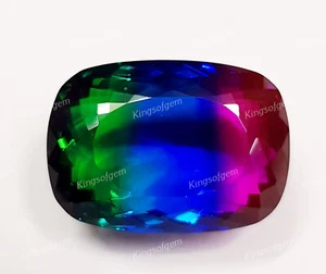 72 Ct Doublet Glass Stone Multi Color Tourmaline Cushion Stone Loose Gemstone - Picture 1 of 5