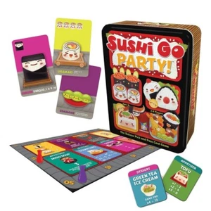 SUSHI GO! PARTY The Deluxe Pick And Pass Card Game metal tin box Gamewright 2016 - Picture 1 of 5