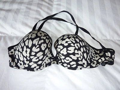 Sujetador Sexy H&M Estampado Leopardo 34 D Correas Ajustables Blanco y Negro Foto 1 de 4