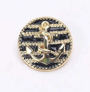 3 Stück Royal Knöpfe Buttons Anker Maritim zum Annähen 20 mm gold schwarz DIY - Bild 1 von 2