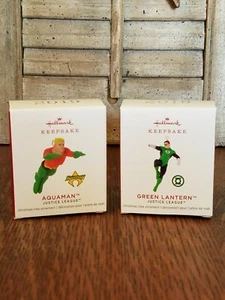 2019 Hallmark Miniature Ornaments "AQUAMAN & GREEN LANTERN" JUSTICE LEAGUE - Picture 1 of 2