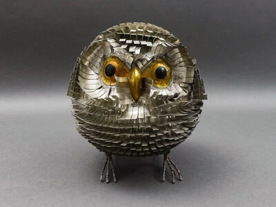 Sergio Bustamante Vintage MCM Brutalist Mixed Metal Bird Owl Sculpture 8.75" - Image 1 of 4