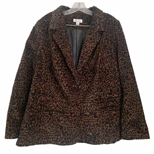 Denim & Co. d. + co. Plus Sz 1X Velvet Leopard Animal Print Blazer Jacket - Picture 1 of 8
