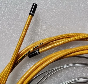JAGWIRE BRAIDED GOLD SLICK LUBE CGX SL BRAKE HOSE CABLE KIT ROAD MTB CNC CAP - Picture 1 of 10