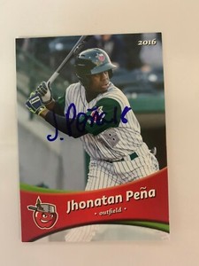 Jhonathan Pena 2016 Signed Fort Wayne Tin Caps Team Card