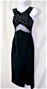 Sexy Black Cocktail Ilussion Waist Dress Evening Club Party Cruise S (3-4 ) - Picture 1 of 3