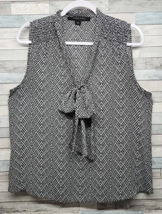 Elegante blusa bufanda negra blanca Cynthia Steffe talla grande para mujer - Imagen 1 de 7