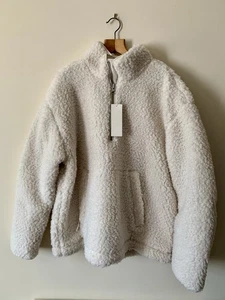 Giacca pile Arket 1/2 zip misto lana grossa XL 26” pit oversize calda nuova foderata - Foto 1 di 8