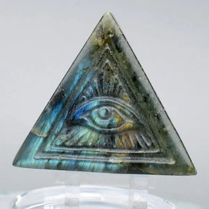 💎 Triangolo 101,15ct con Occhio della Provvidenza Intaglio Pietra Preziosa Labradorite Naturale - Foto 1 di 7